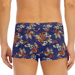 Orange Japanese Dragon Pattern Print Men's Short Boxer Briefs
