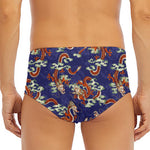 Orange Japanese Dragon Pattern Print Men's Triangle Swim Briefs