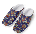 Orange Japanese Dragon Pattern Print Mesh Casual Shoes