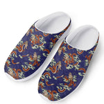 Orange Japanese Dragon Pattern Print Mesh Casual Shoes