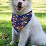 Orange Japanese Dragon Pattern Print Over The Collar Dog Bandana