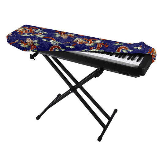 Orange Japanese Dragon Pattern Print Piano Keyboard Cover