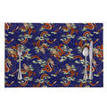 Orange Japanese Dragon Pattern Print Placemat