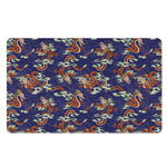 Orange Japanese Dragon Pattern Print Polyester Doormat