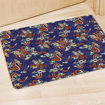 Orange Japanese Dragon Pattern Print Polyester Doormat