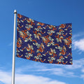 Orange Japanese Dragon Pattern Print Polyester Flag