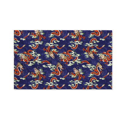Orange Japanese Dragon Pattern Print Polyester Flag