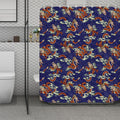 Orange Japanese Dragon Pattern Print Polyester Shower Curtain