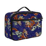Orange Japanese Dragon Pattern Print Portable Lunch Bag
