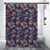 Orange Japanese Dragon Pattern Print Premium Shower Curtain