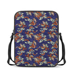 Orange Japanese Dragon Pattern Print Rectangular Crossbody Bag