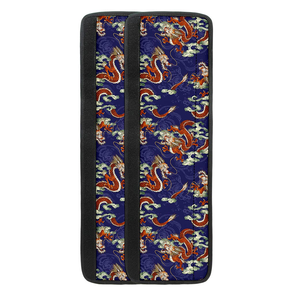 Orange Japanese Dragon Pattern Print Refrigerator Handle Covers