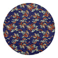 Orange Japanese Dragon Pattern Print Round Blanket