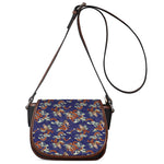 Orange Japanese Dragon Pattern Print Saddle Bag