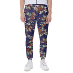 Orange Japanese Dragon Pattern Print Scuba Joggers