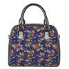 Orange Japanese Dragon Pattern Print Shoulder Handbag