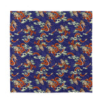 Orange Japanese Dragon Pattern Print Silk Bandana