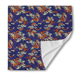 Orange Japanese Dragon Pattern Print Silk Bandana