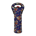 Orange Japanese Dragon Pattern Print Single Neoprene Wine Tote