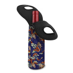 Orange Japanese Dragon Pattern Print Single Neoprene Wine Tote