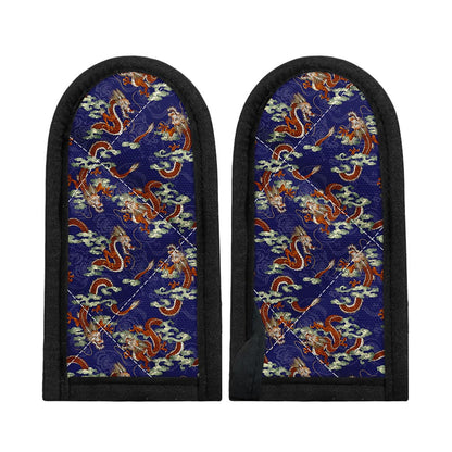 Orange Japanese Dragon Pattern Print Skillet Handle Cover