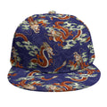Orange Japanese Dragon Pattern Print Snapback Cap
