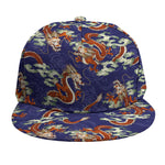 Orange Japanese Dragon Pattern Print Snapback Cap