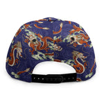 Orange Japanese Dragon Pattern Print Snapback Cap