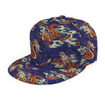 Orange Japanese Dragon Pattern Print Snapback Cap
