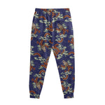 Orange Japanese Dragon Pattern Print Sweatpants