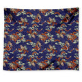 Orange Japanese Dragon Pattern Print Tapestry