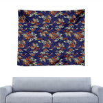 Orange Japanese Dragon Pattern Print Tapestry