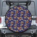 Orange Japanese Dragon Pattern Print Tire Cover