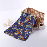 Orange Japanese Dragon Pattern Print Towel