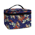 Orange Japanese Dragon Pattern Print Travel Makeup Bag