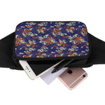 Orange Japanese Dragon Pattern Print Waist Bag