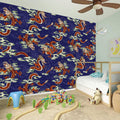 Orange Japanese Dragon Pattern Print Wall Sticker