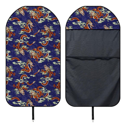 Orange Japanese Dragon Pattern Print Waterproof Car Seat Cover