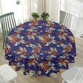 Orange Japanese Dragon Pattern Print Waterproof Round Tablecloth