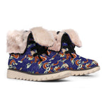 Orange Japanese Dragon Pattern Print Winter Boots