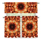Orange Kaleidoscope Print 3 Piece Kitchen Curtains