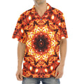 Orange Kaleidoscope Print Aloha Shirt