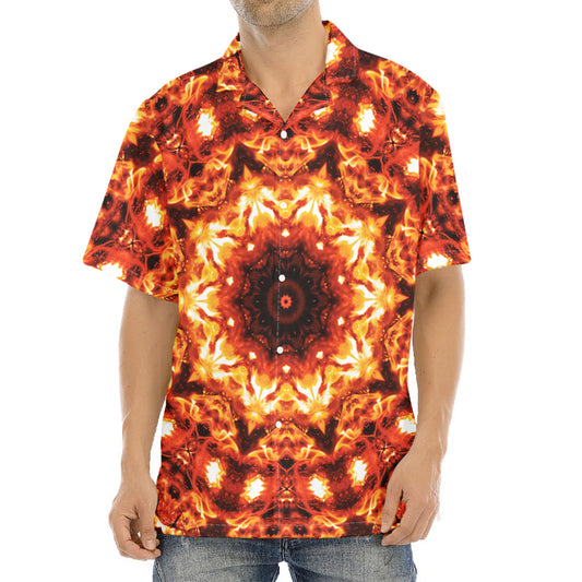 Orange Kaleidoscope Print Aloha Shirt