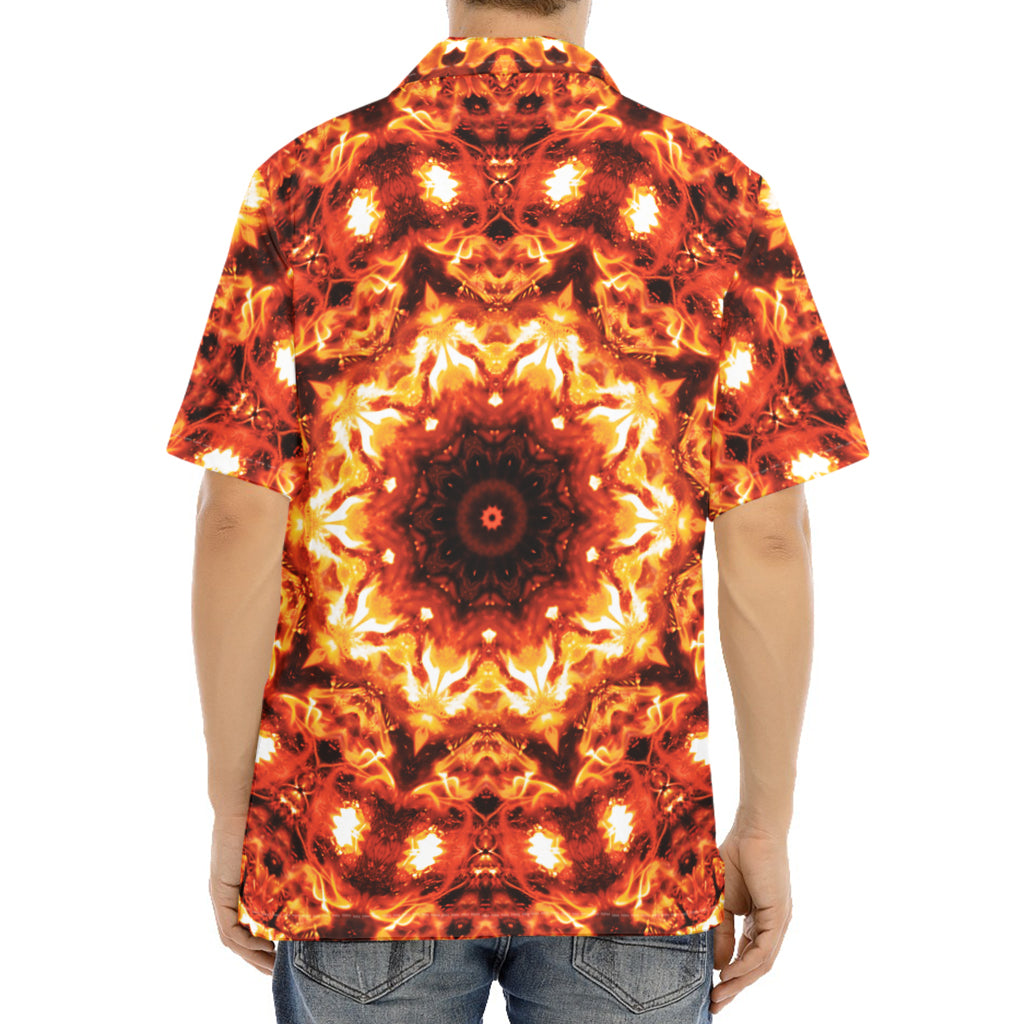 Orange Kaleidoscope Print Aloha Shirt