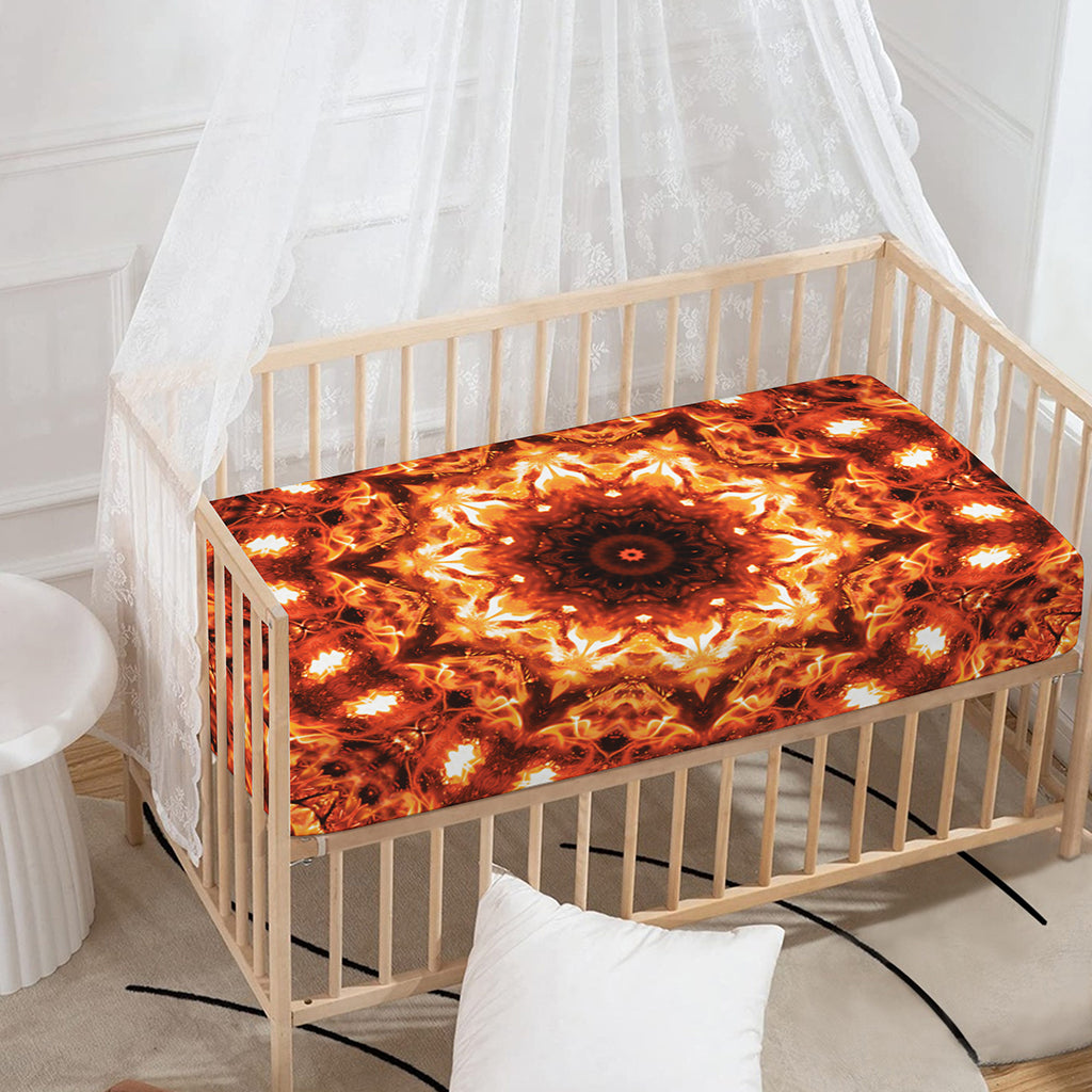 Orange Kaleidoscope Print Baby Crib Sheet