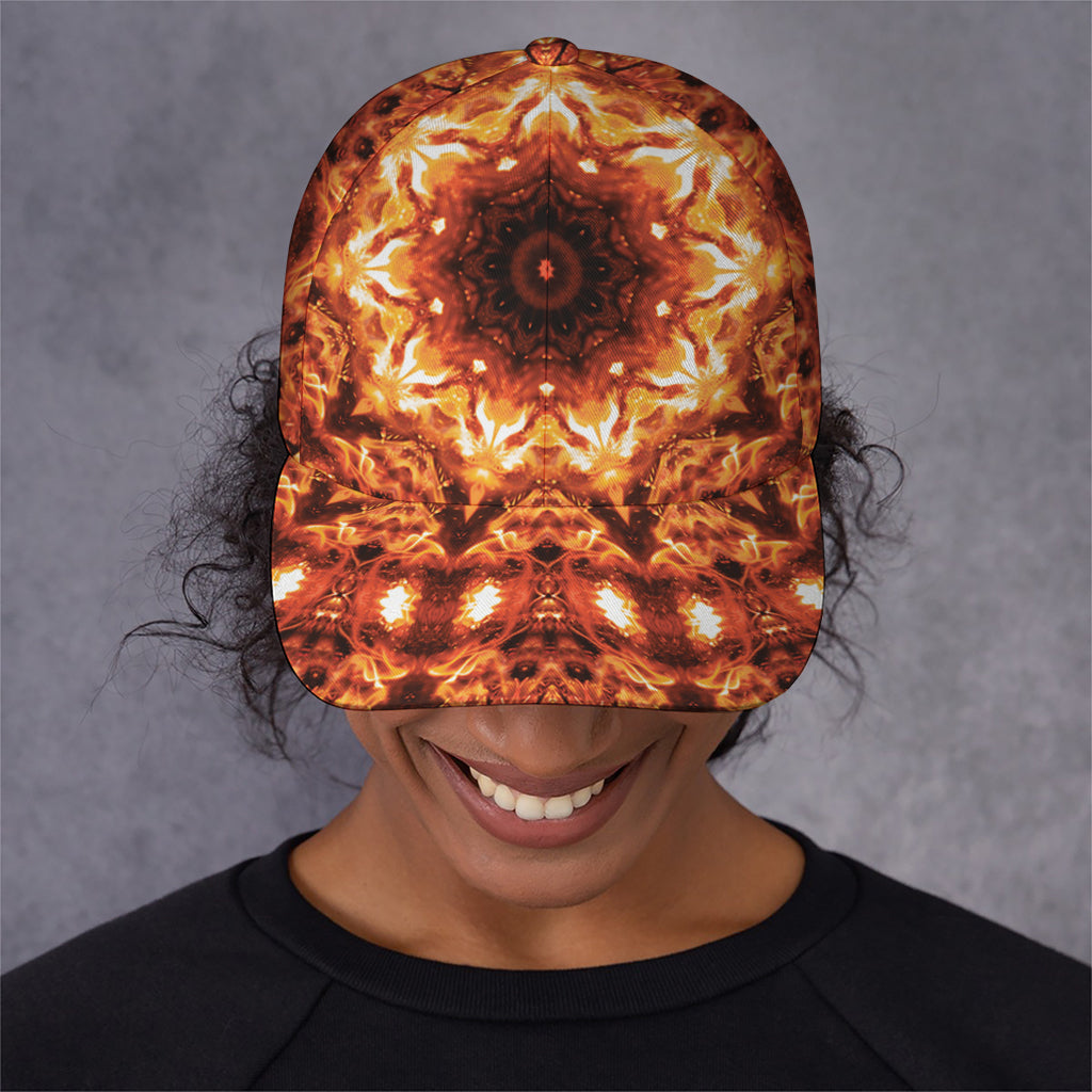 Orange Kaleidoscope Print Baseball Cap