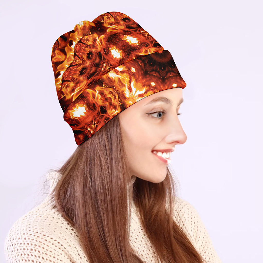 Orange Kaleidoscope Print Beanie