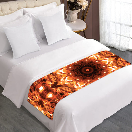 Orange Kaleidoscope Print Bed Runner