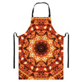 Orange Kaleidoscope Print Bib Apron With Pocket