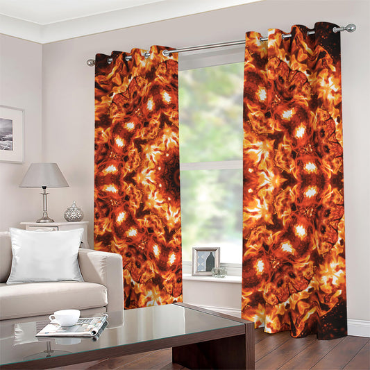 Orange Kaleidoscope Print Blackout Grommet Curtains